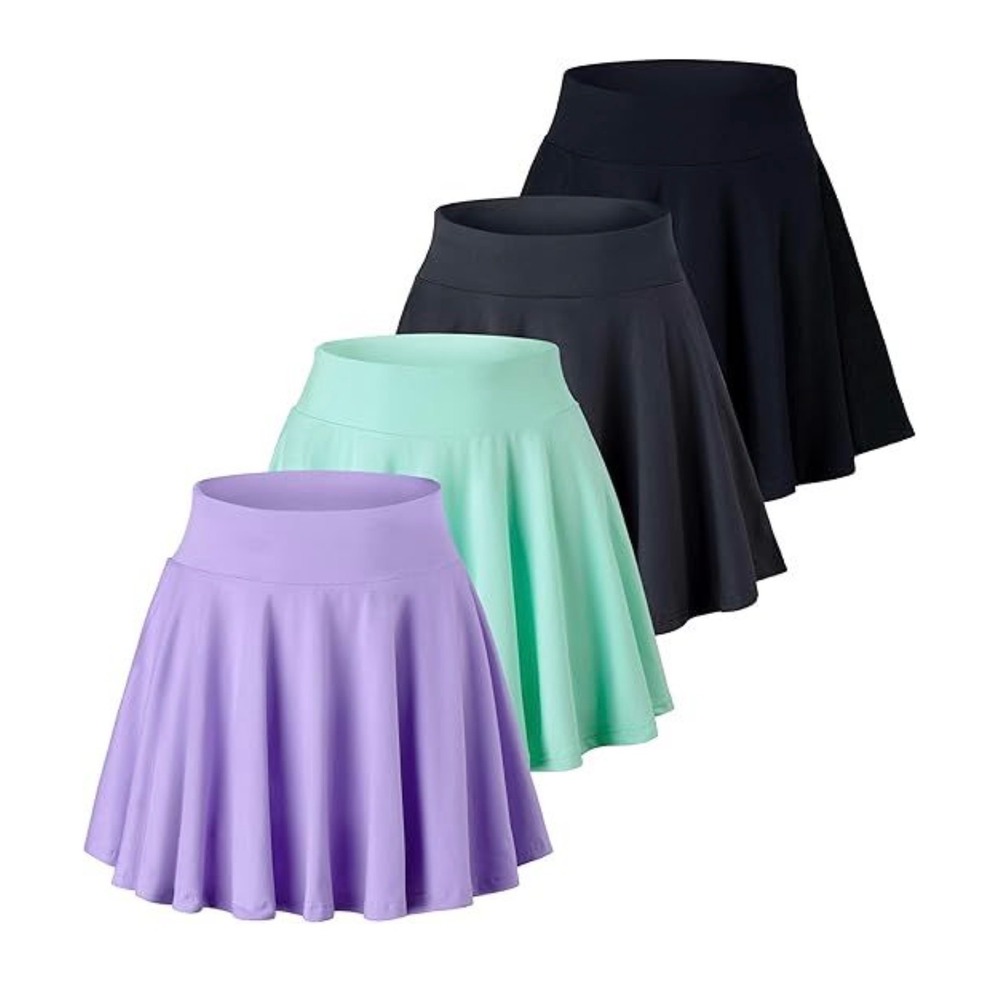 Real Essentials 4 Pack Womens Basic Stretchy Mini Skirt Skater A-Line Flared XXL